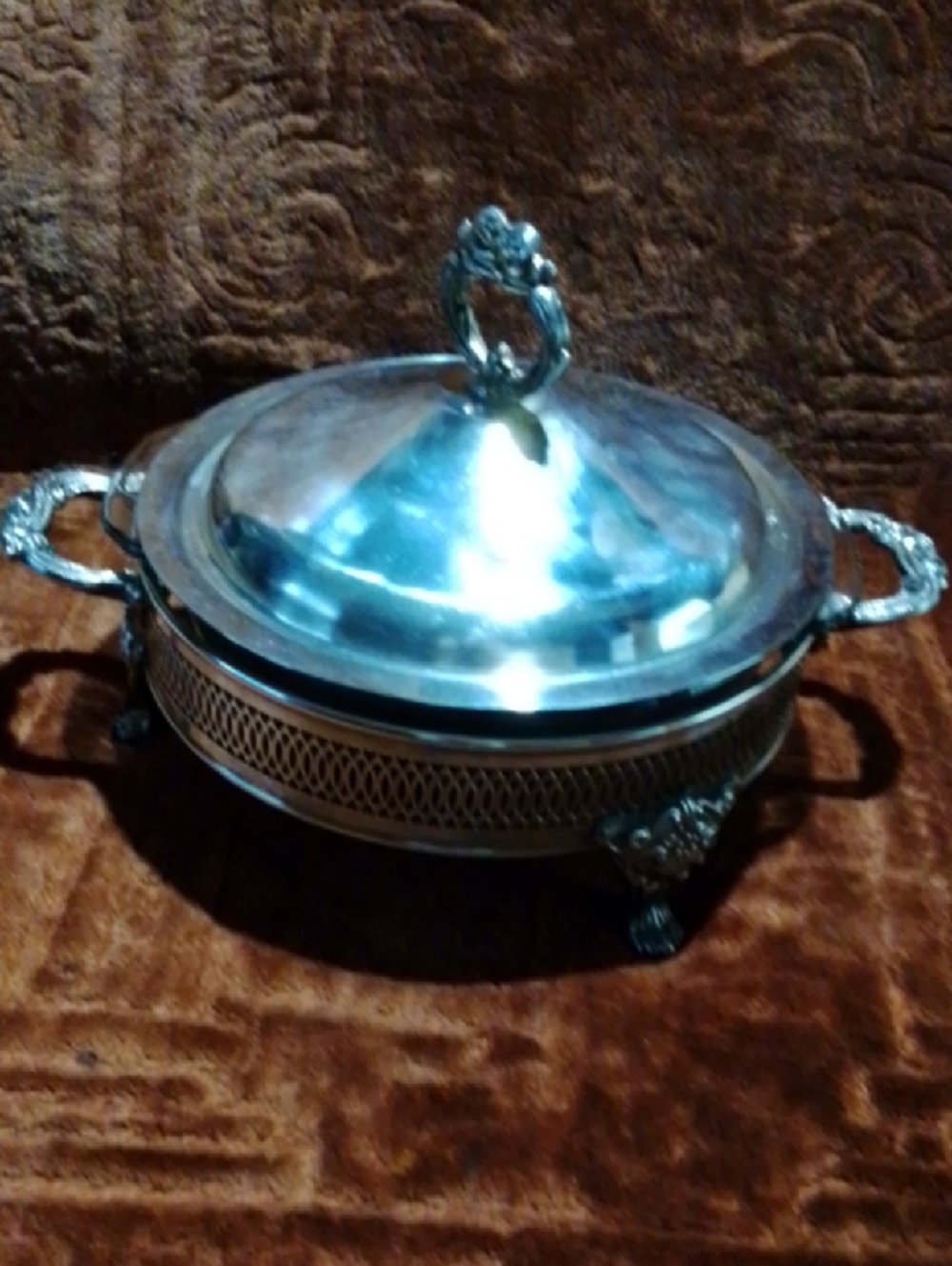 EPZ Italy Silver plated +Glass Oven Proof Microwave Save Made In U.S.A